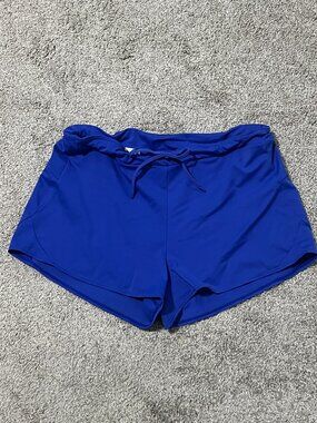 Athleta Wavebreak Swim Shorts Blue Athletic Lined Stretch Women’s Large